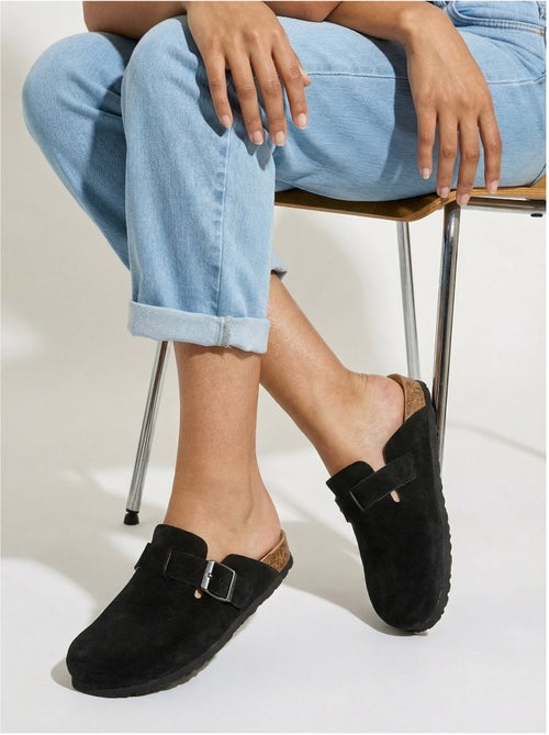Mules sabots croûte de cuir boucle réglable - afibel - Kiabi Mules sabots croûte de cuir boucle réglable - afibel - Kiabi