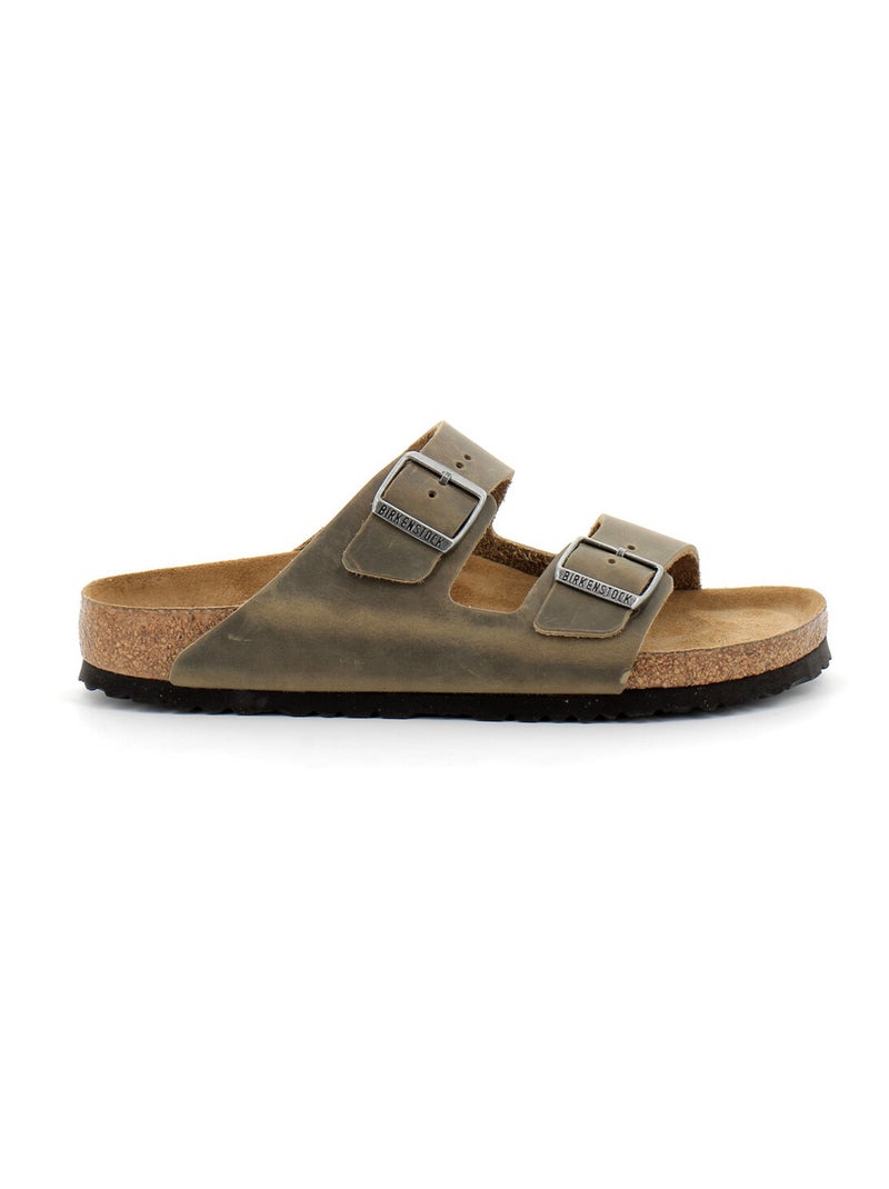 Mules / Sabots en Cuir Birkenstock Kaki - Kiabi