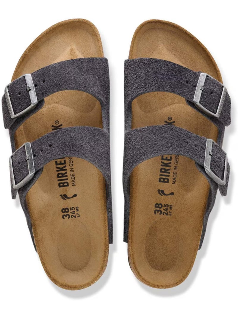 Mules / Sabots en Cuir et Suede Birkenstock Gris - Kiabi