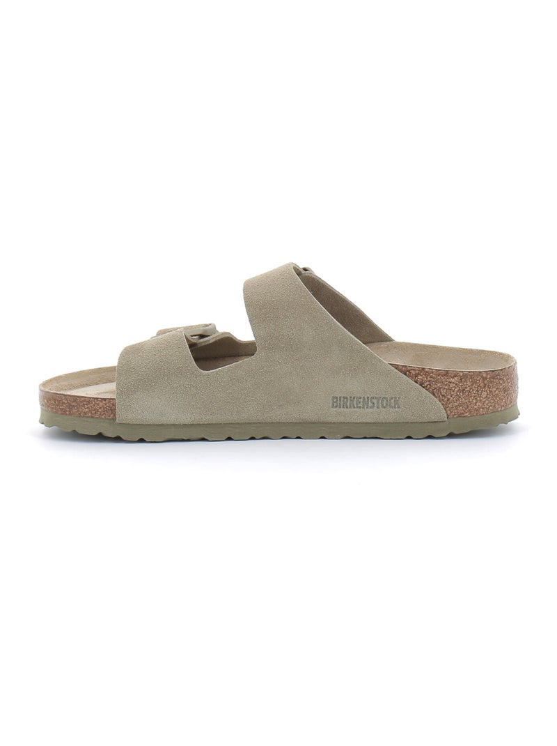 Mules / Sabots en Daim et Liege Birkenstock Kaki - Kiabi