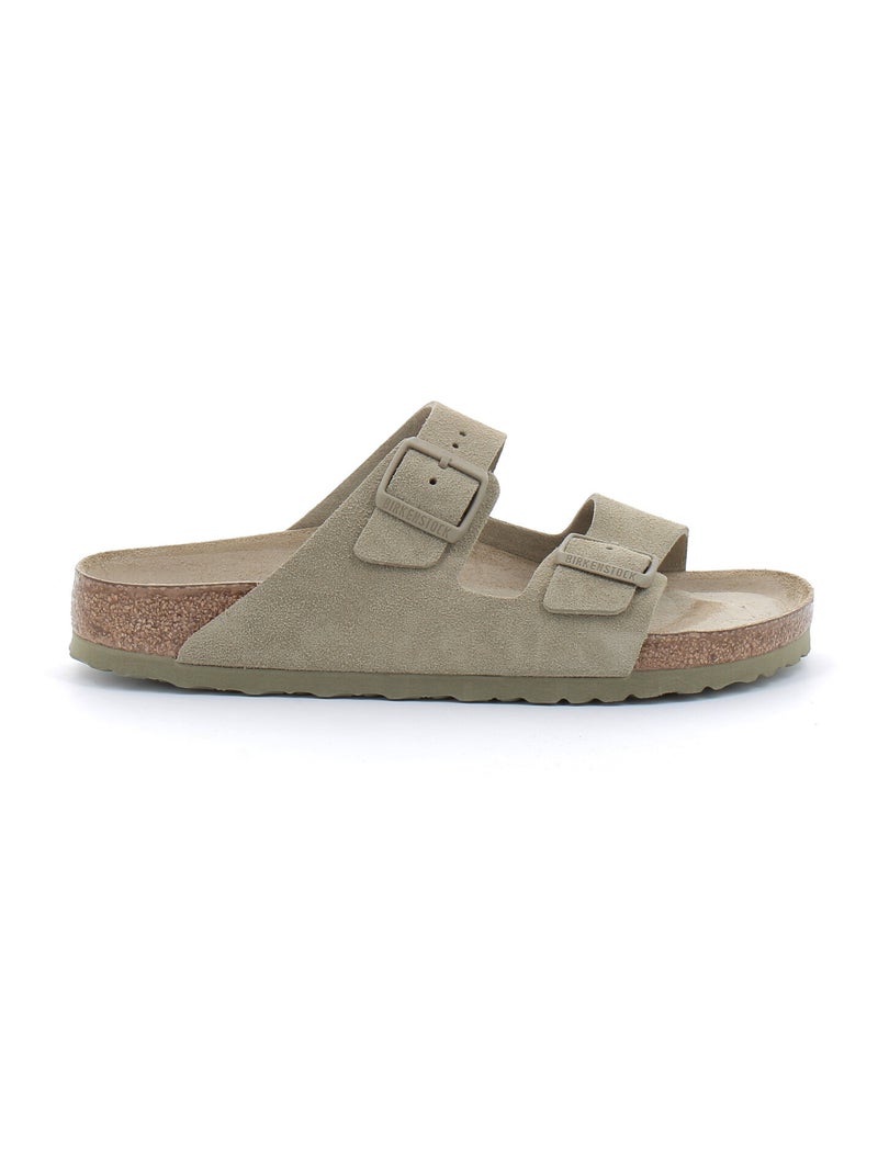 Mules / Sabots en Daim et Liege Birkenstock Kaki - Kiabi