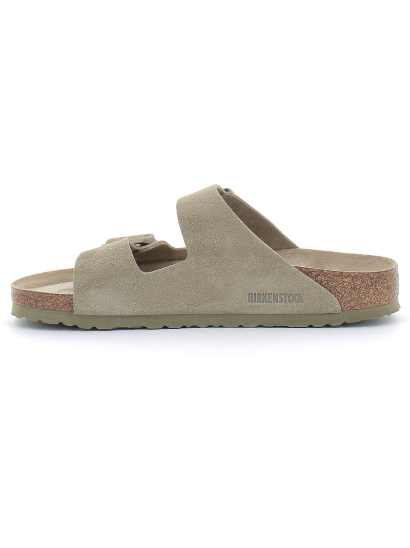 Mules / Sabots en Daim et Liege Birkenstock Kaki - Kiabi