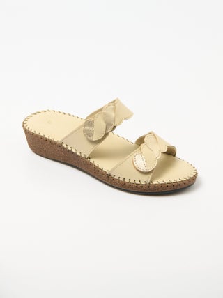 Mules scratchées compensées cuir largeur confort