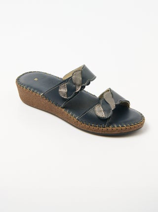 Mules scratchées compensées cuir largeur confort