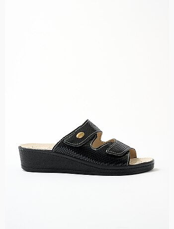 Mules scratchées grande largeur cuir - afibel