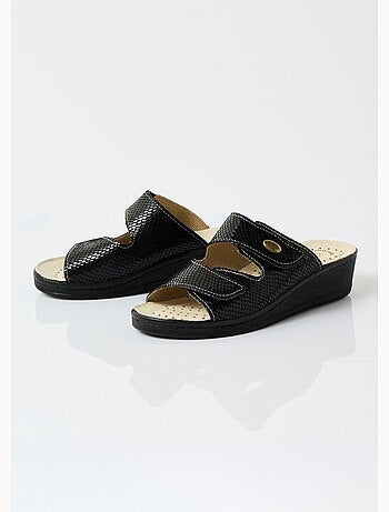 Mules scratchées grande largeur cuir - afibel