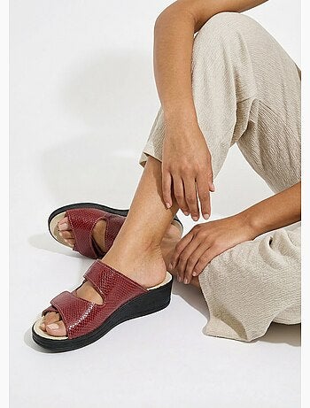 Mules scratchées grande largeur cuir - Afibel