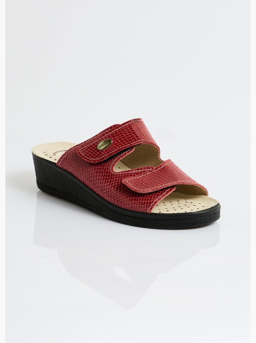 Mules scratchées grande largeur cuir - Afibel - Kiabi