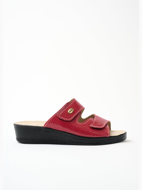 Mules scratchées grande largeur cuir - Afibel - Kiabi