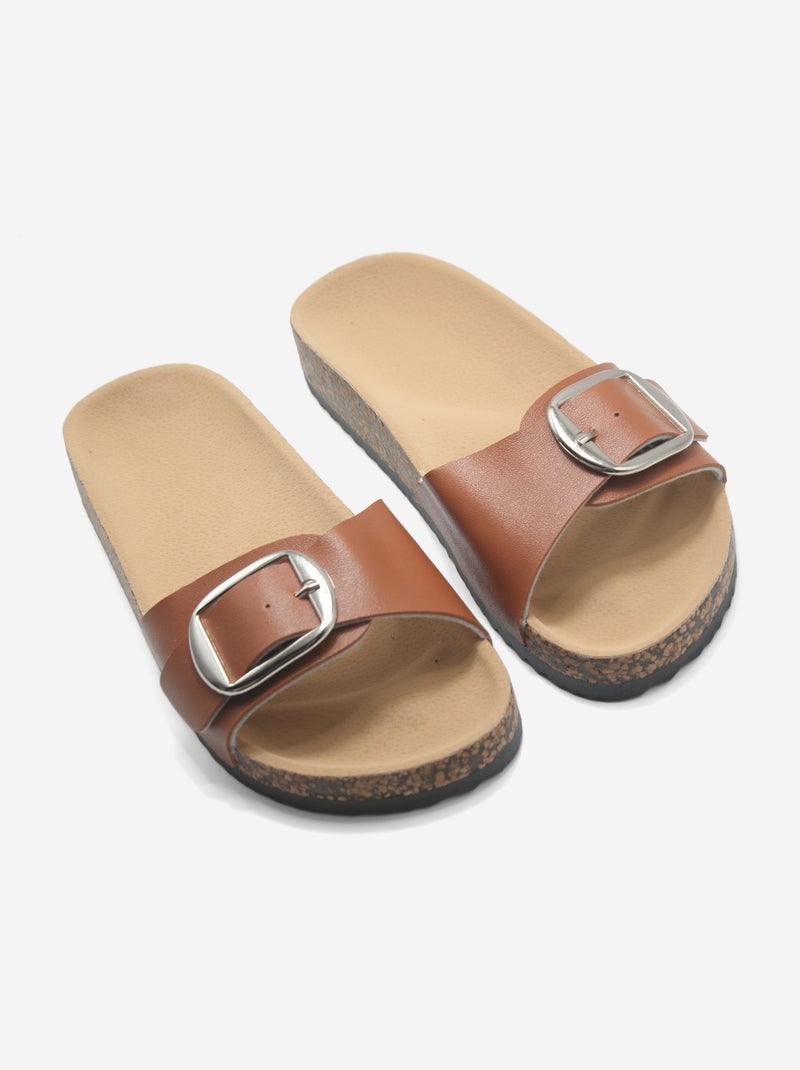 Mules simple bride moulé Camel - Kiabi