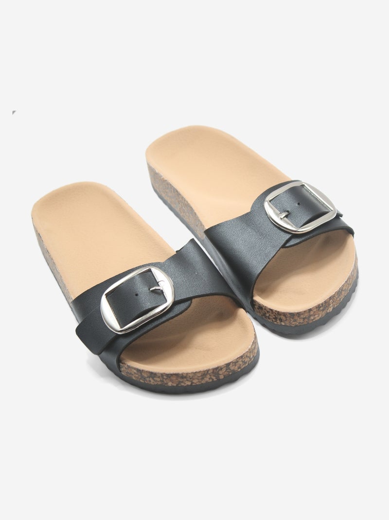 Mules simple bride moulé Noir - Kiabi