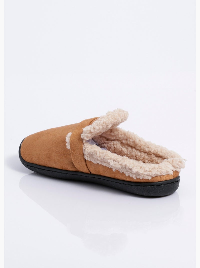 Mules suédine fourrées, antidérapantes - AFIBEL Camel - Kiabi