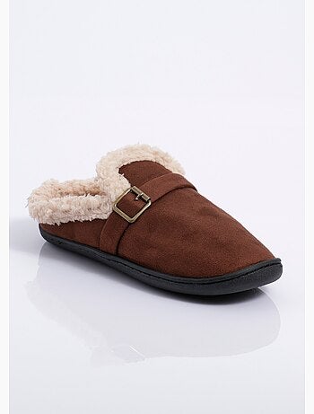 Mules suédine fourrées, antidérapantes - AFIBEL