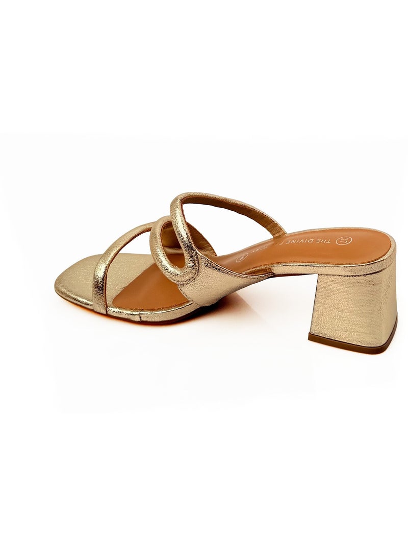 Mules talon recouvert, dessus fantaisie - AFIBEL Doré - Kiabi