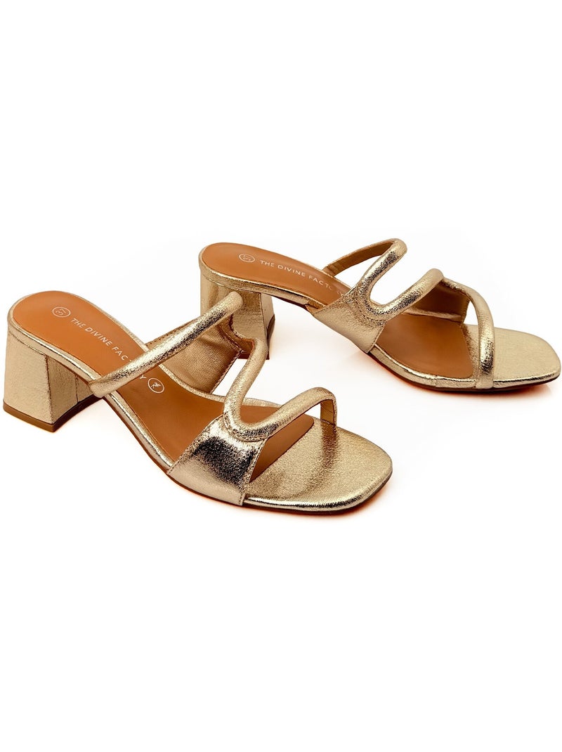 Mules talon recouvert, dessus fantaisie - AFIBEL Doré - Kiabi