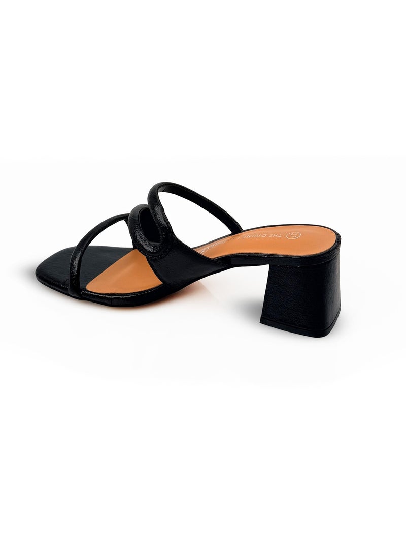 Mules talon recouvert, dessus fantaisie - AFIBEL Noir - Kiabi