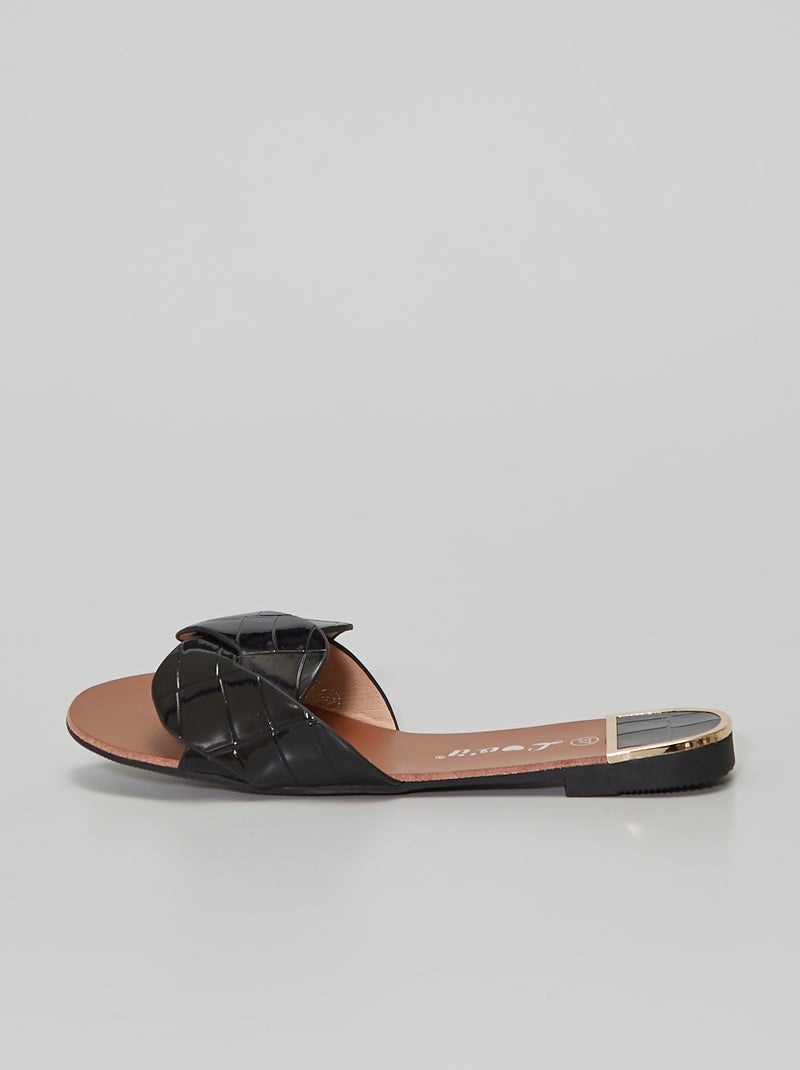 Mules tressées vernis noir - Kiabi