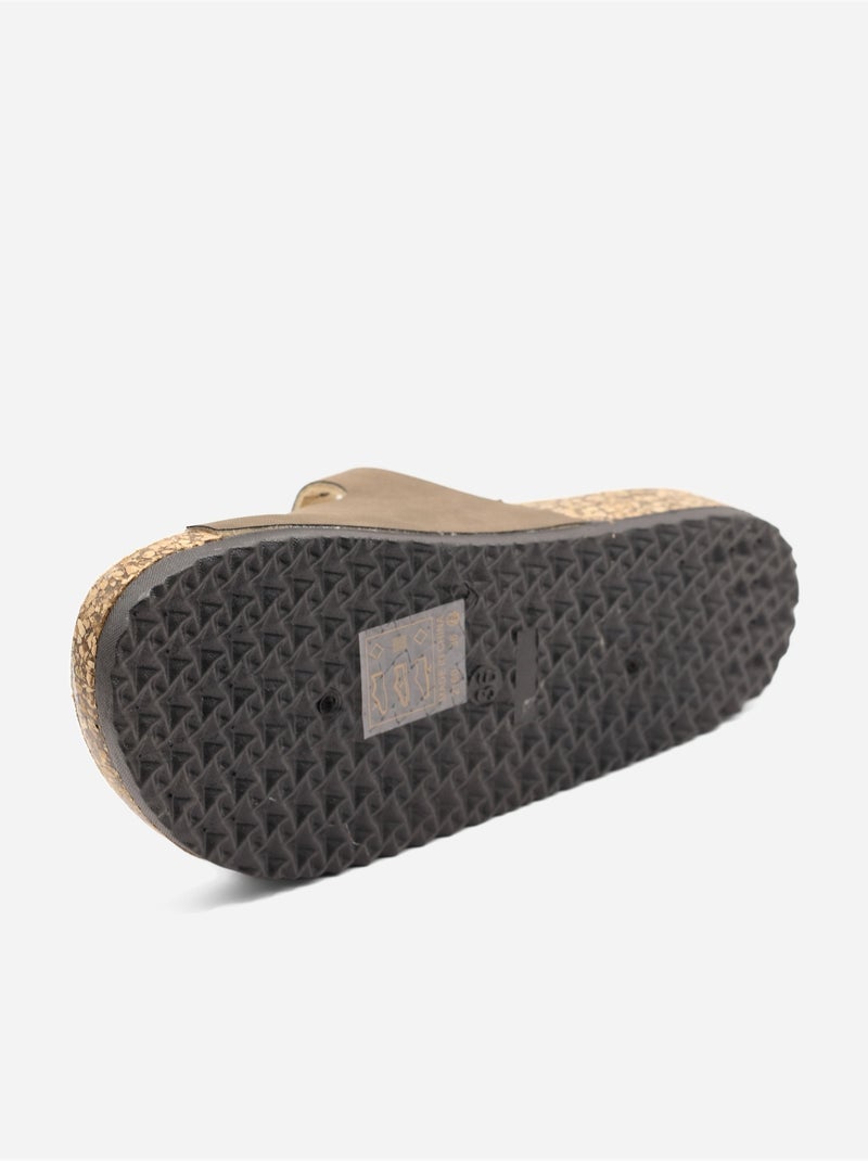 Mules triple bride Marron - Kiabi