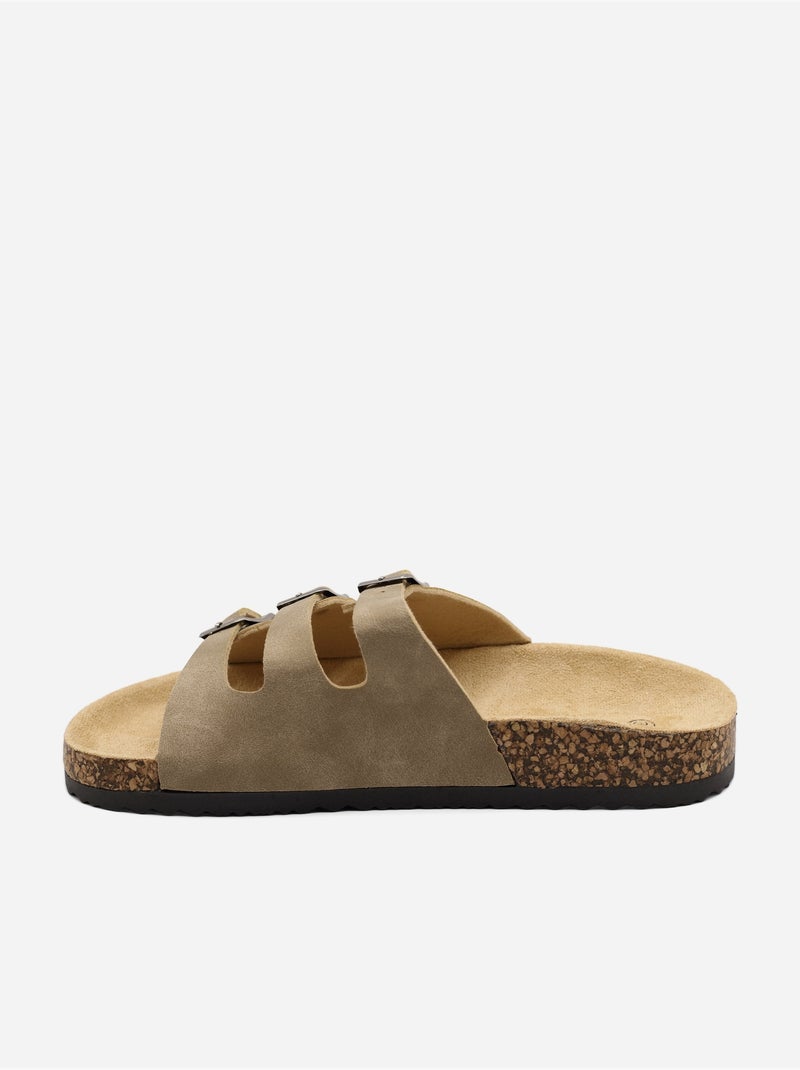 Mules triple bride Taupe - Kiabi