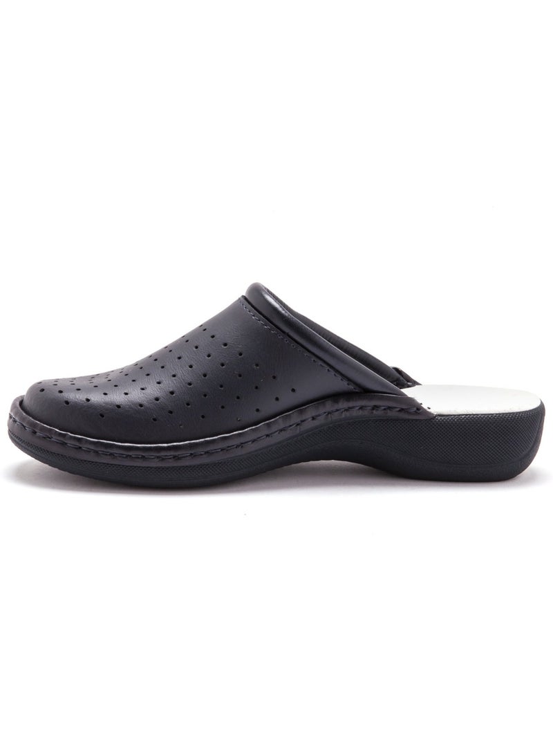 Mules ultra légères en cuir - PEDICONFORT Bleu marine - Kiabi