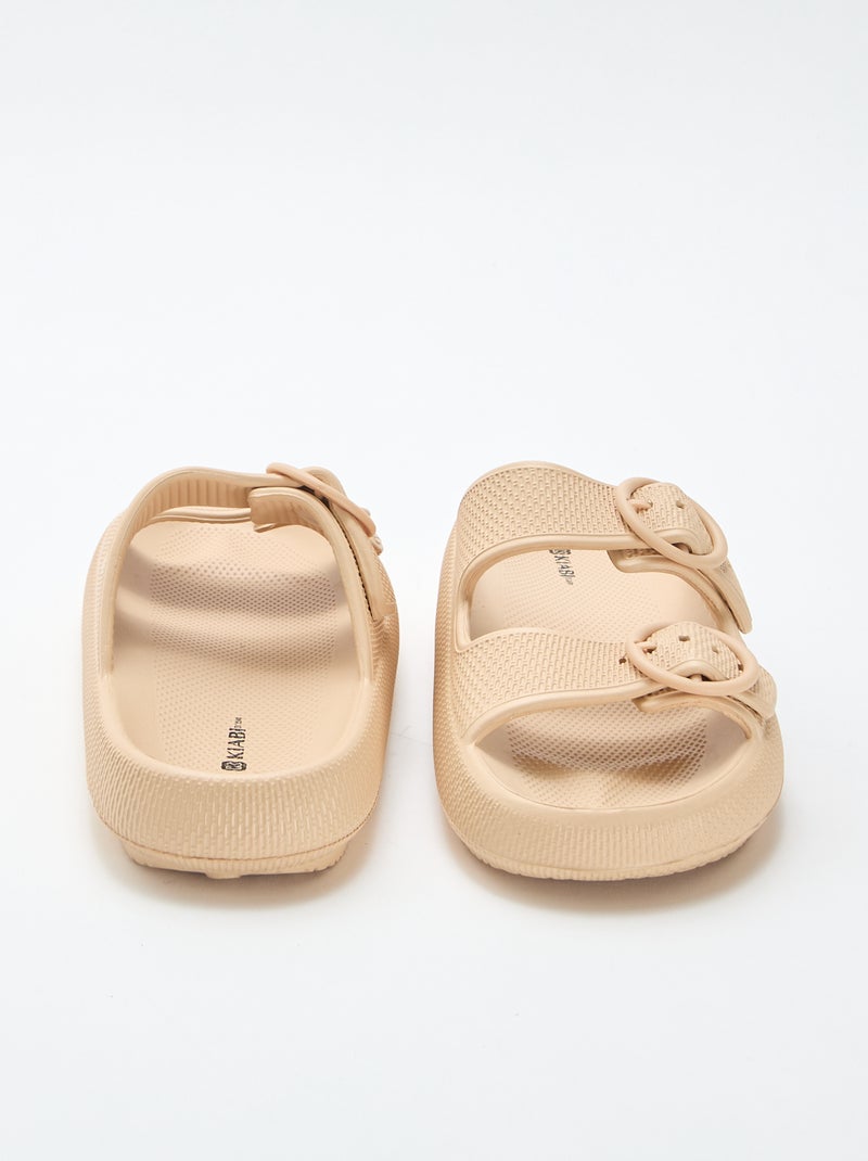 Mules unies à double bride Beige - Kiabi