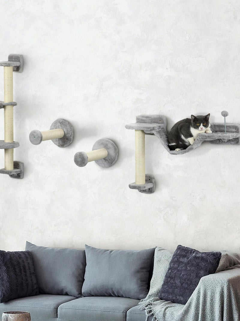 Mur d'escalade pour chat - griffoirs, plateformes, panier, hamac, jeux boules - gris Gris - Kiabi