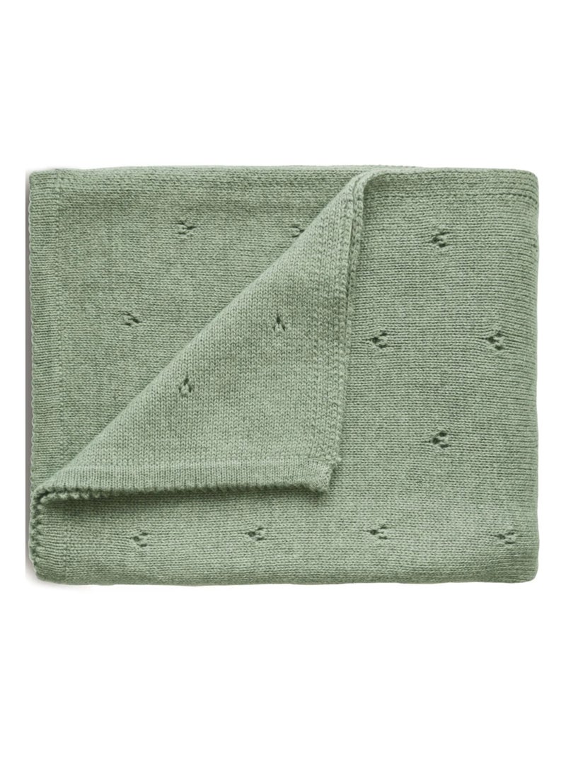 Mushie - Couverture Pointelle en coton bio Vert - Kiabi