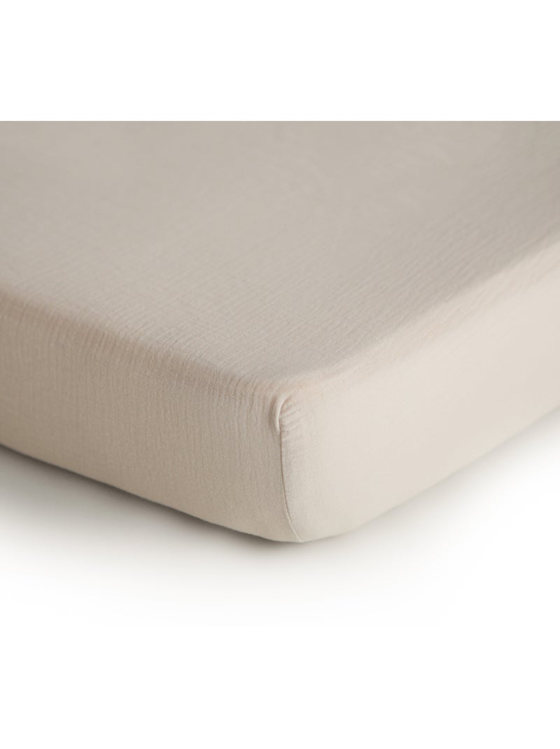 Mushie - Drap housse en mousseline de coton Ecru - Kiabi