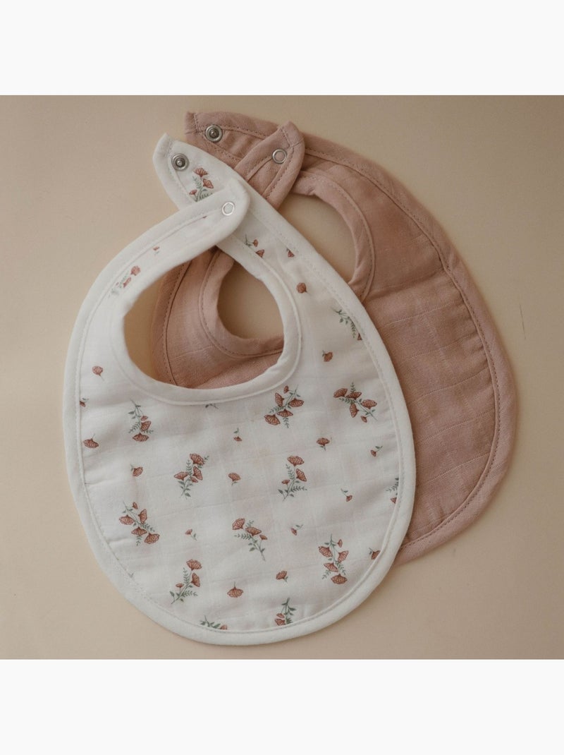 Mushie - Lot de 2 bavoirs en mousseline Rose - Kiabi