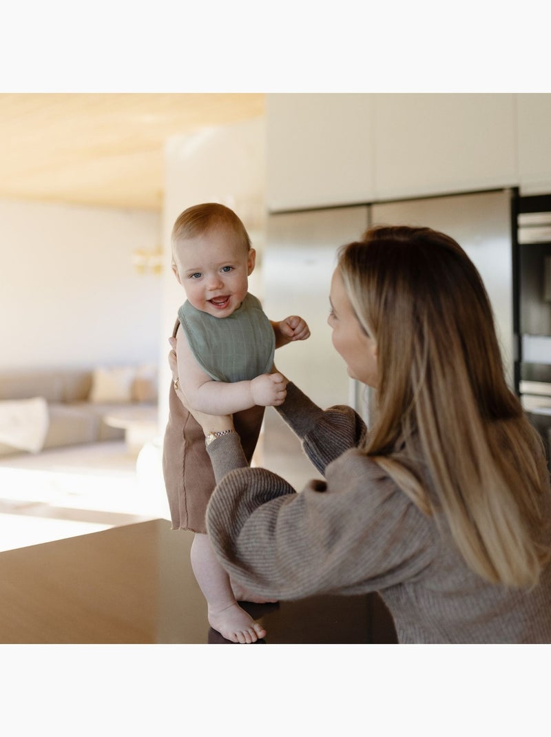 Mushie - Lot de 2 bavoirs en mousseline Vert d'eau - Kiabi