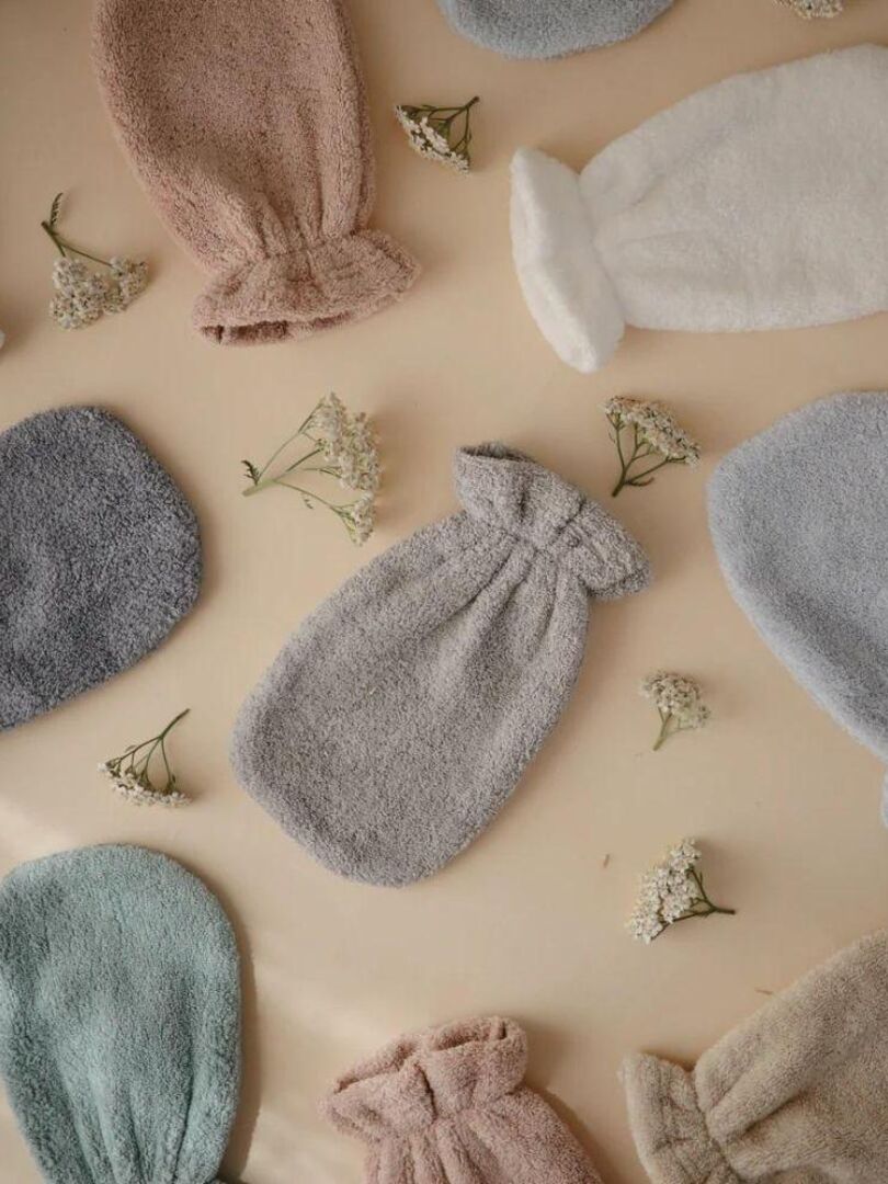 5 Pièces Lange Bébé Gants De Toilette Coton Biologique - Serviettes Visage Nouveau-Né