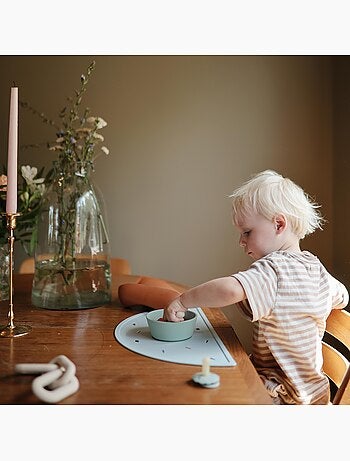 Mushie - set de table en silicone bleu marine à motif planètes pour enfant