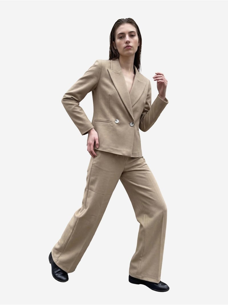 My fashion blazer à col châle boutonné Camel - Kiabi