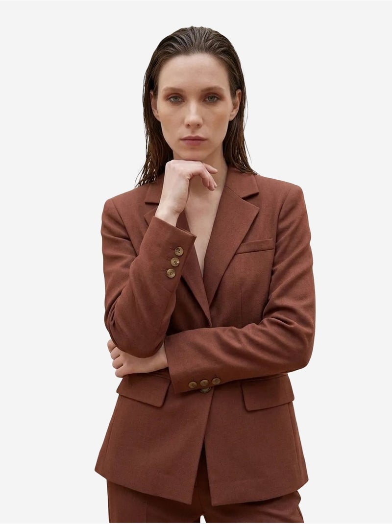 My fashion blazer femme à coupe régulière Marron chocolat - Kiabi