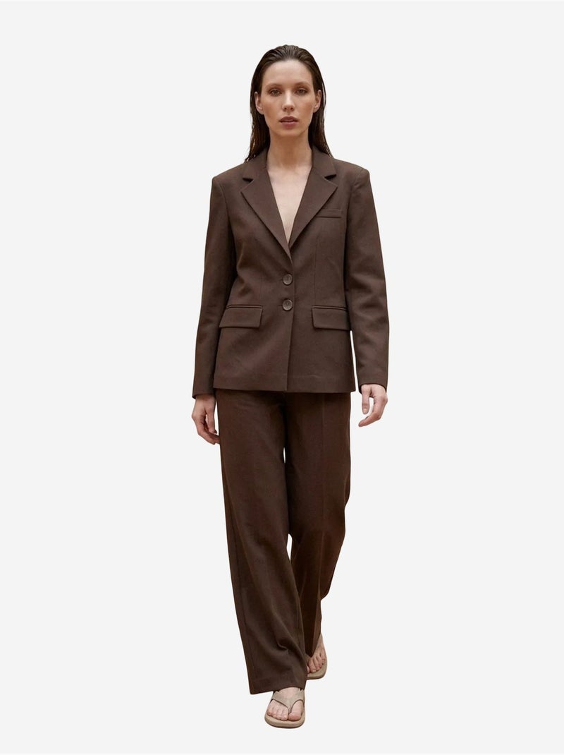My fashion blazer femme à coupe régulière Marron - Kiabi