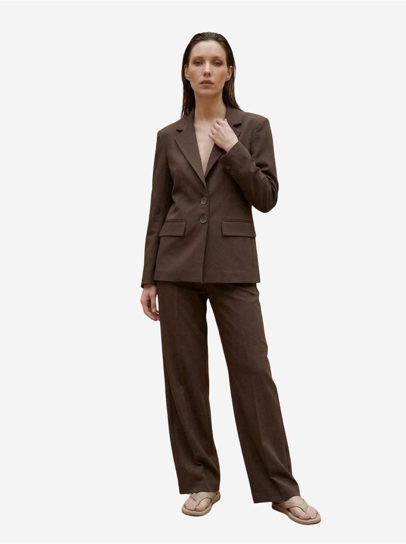 My fashion blazer femme à coupe régulière Marron - Kiabi