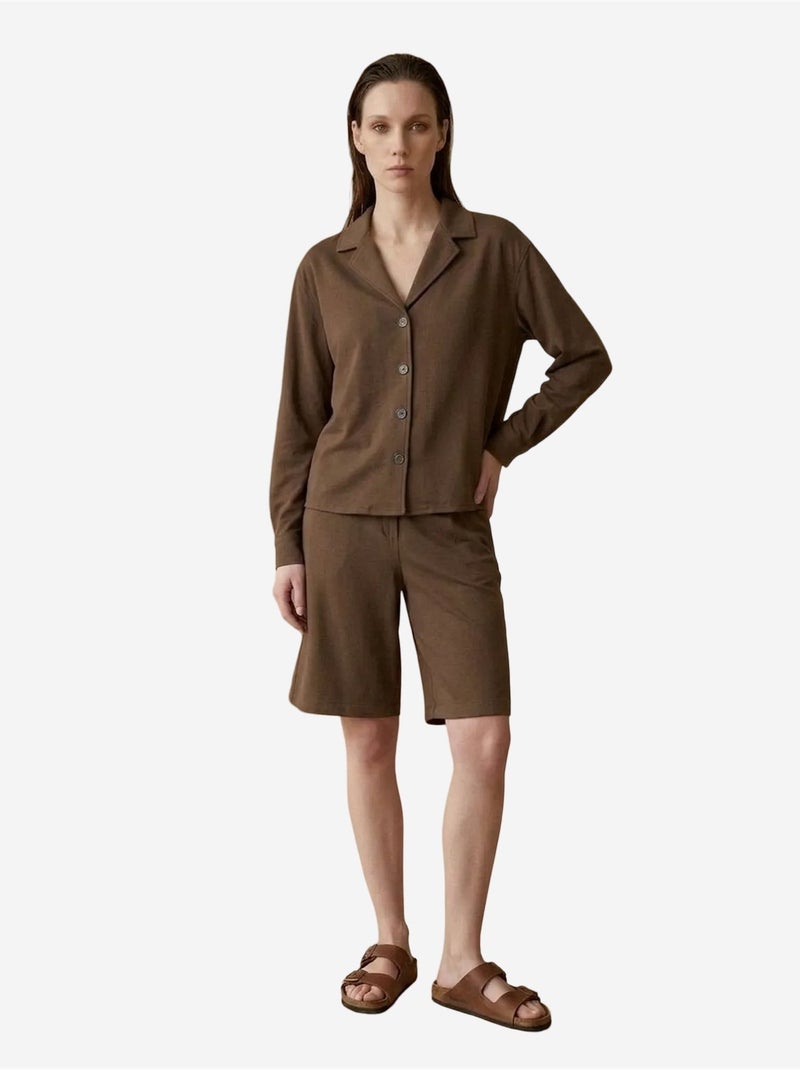 My fashion ensemble chemise et short en popeline de coton Marron - Kiabi