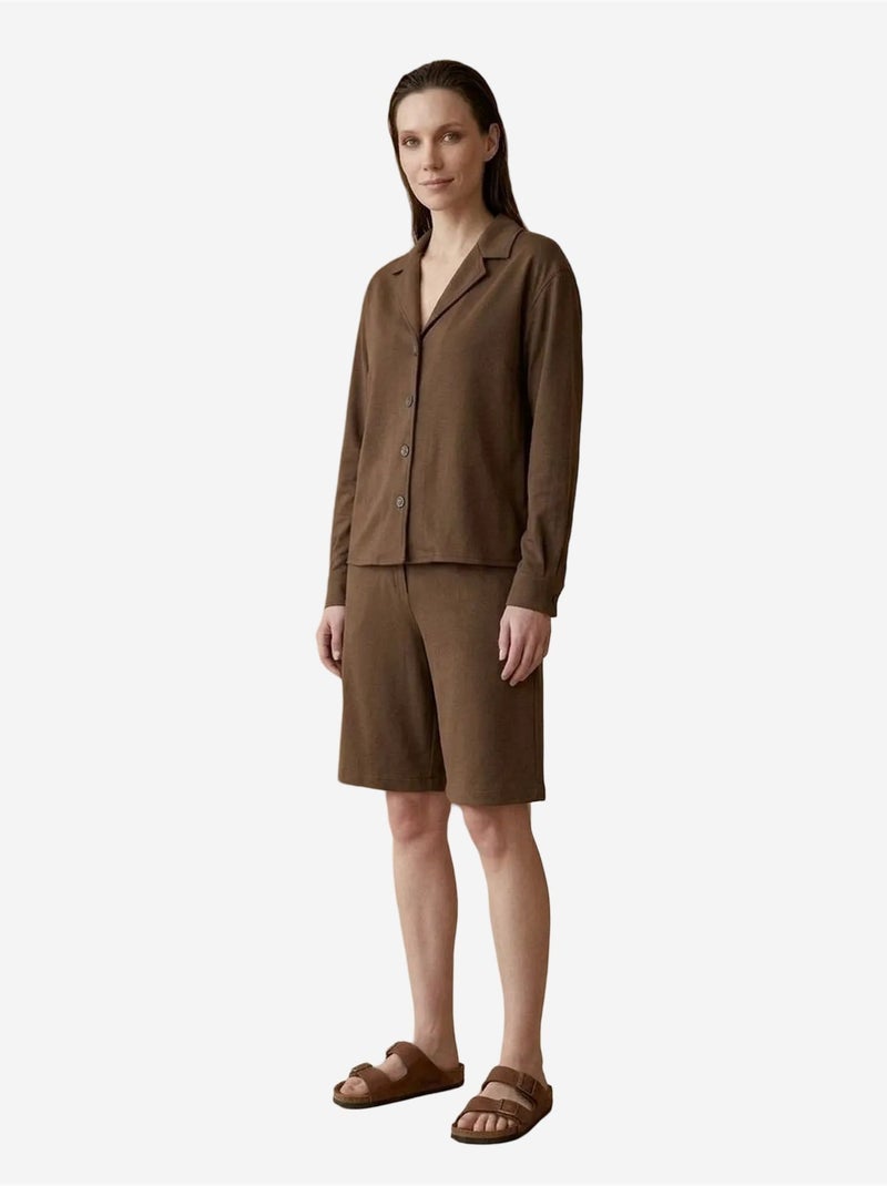 My fashion ensemble chemise et short en popeline de coton Marron - Kiabi