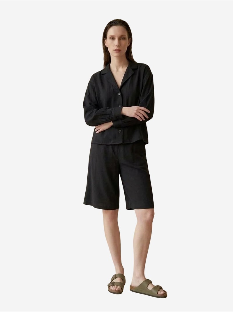 My fashion ensemble chemise et short en popeline de coton Noir - Kiabi