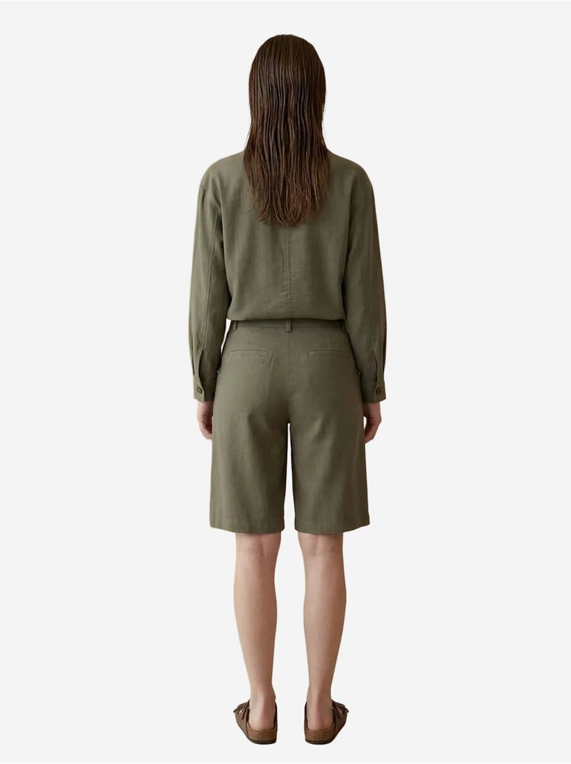 My fashion ensemble chemise et short en popeline de coton Vert kaki - Kiabi