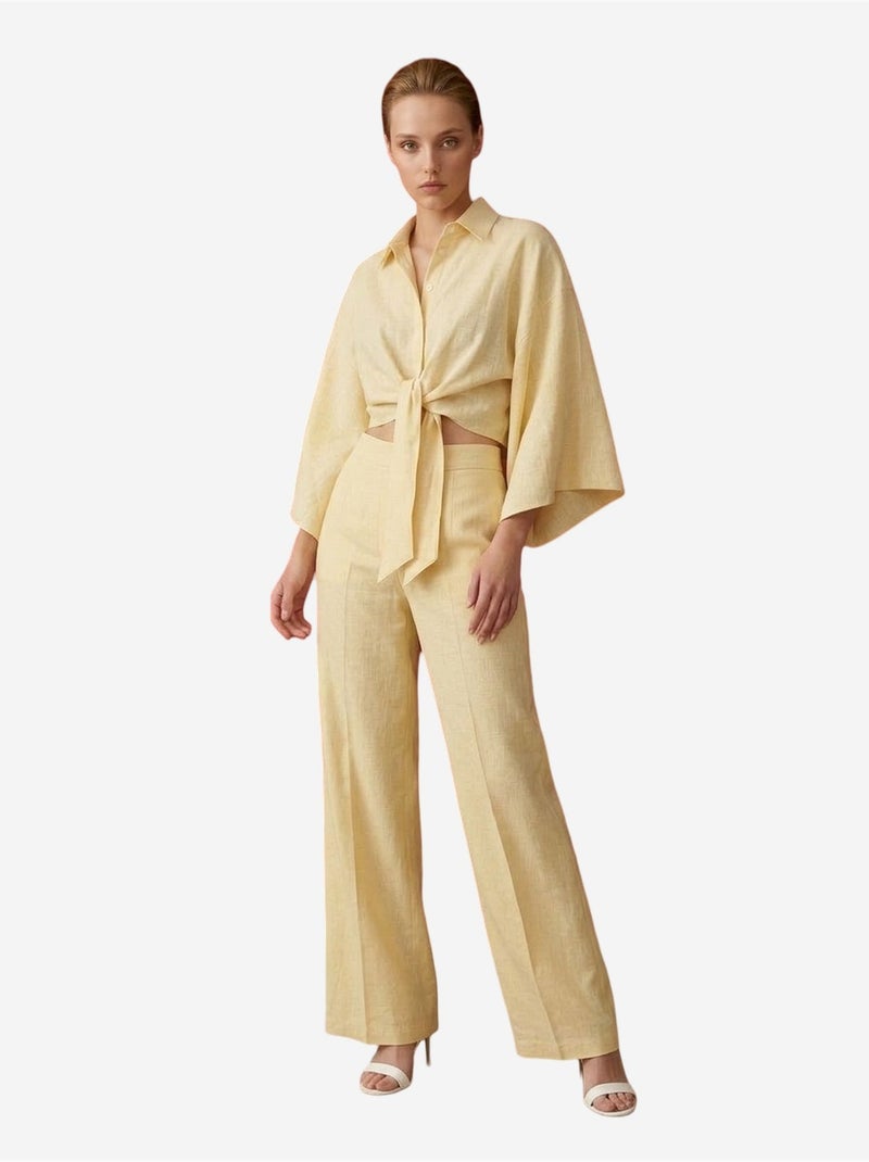My fashion ensemble coordonné en coton avec détail noué Jaune citron - Kiabi