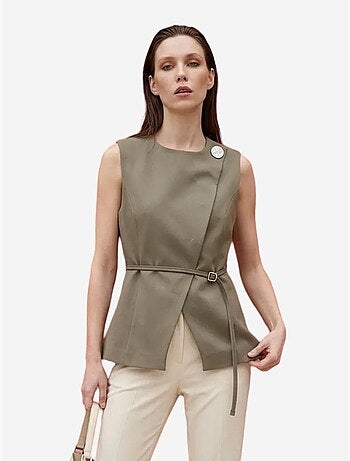 My fashion gilet en crêpe ceinturé