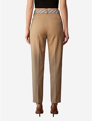 My fashion pantalon en crêpe à jambe droite et taille haute avec ceinture