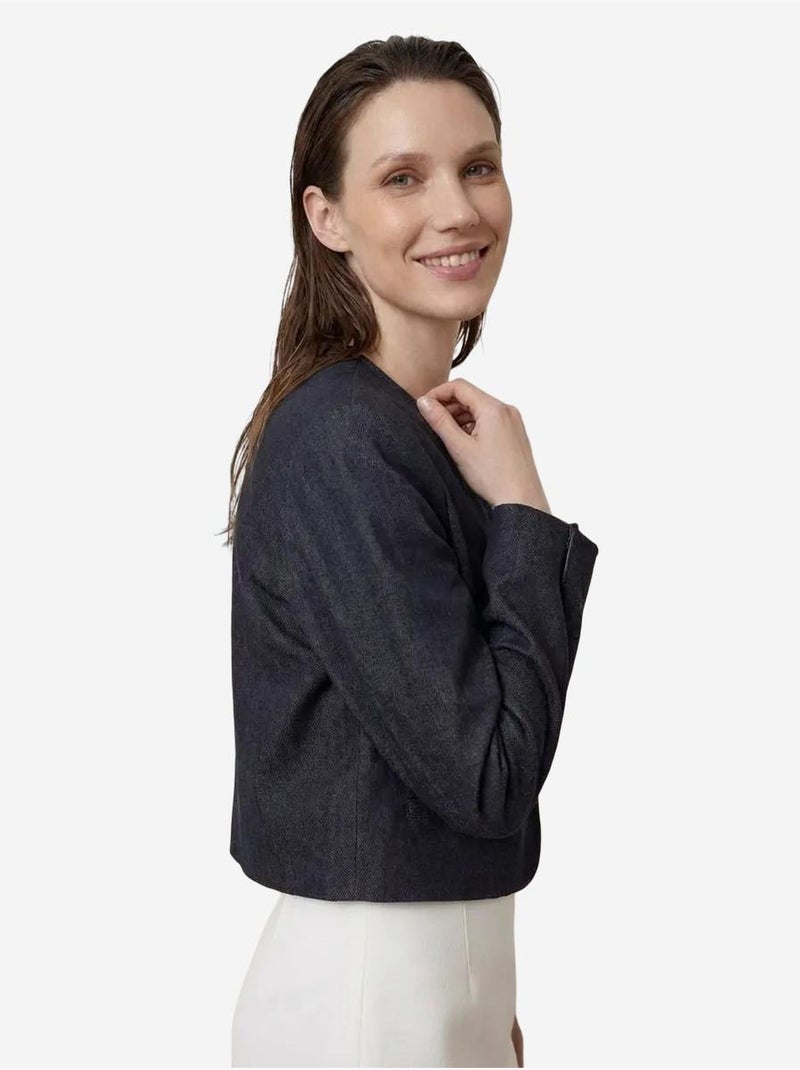 My fashion veste courte ajustée à fermeture boutonnée Bleu marine - Kiabi