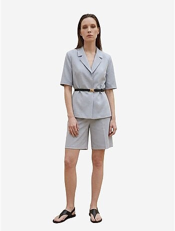 My fashion veste tailleur ceinturée à col châle