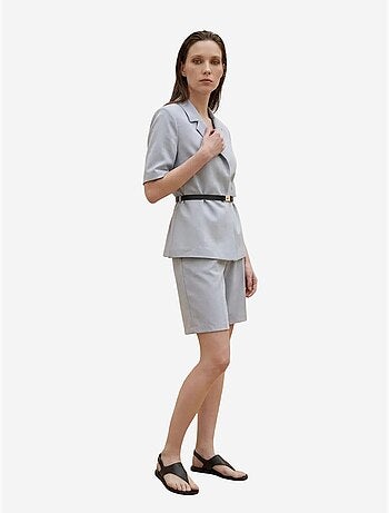 My fashion veste tailleur ceinturée à col châle