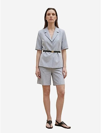 My fashion veste tailleur ceinturée à col châle