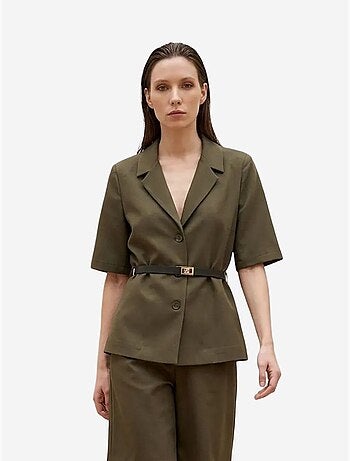 My fashion veste tailleur ceinturée à col châle