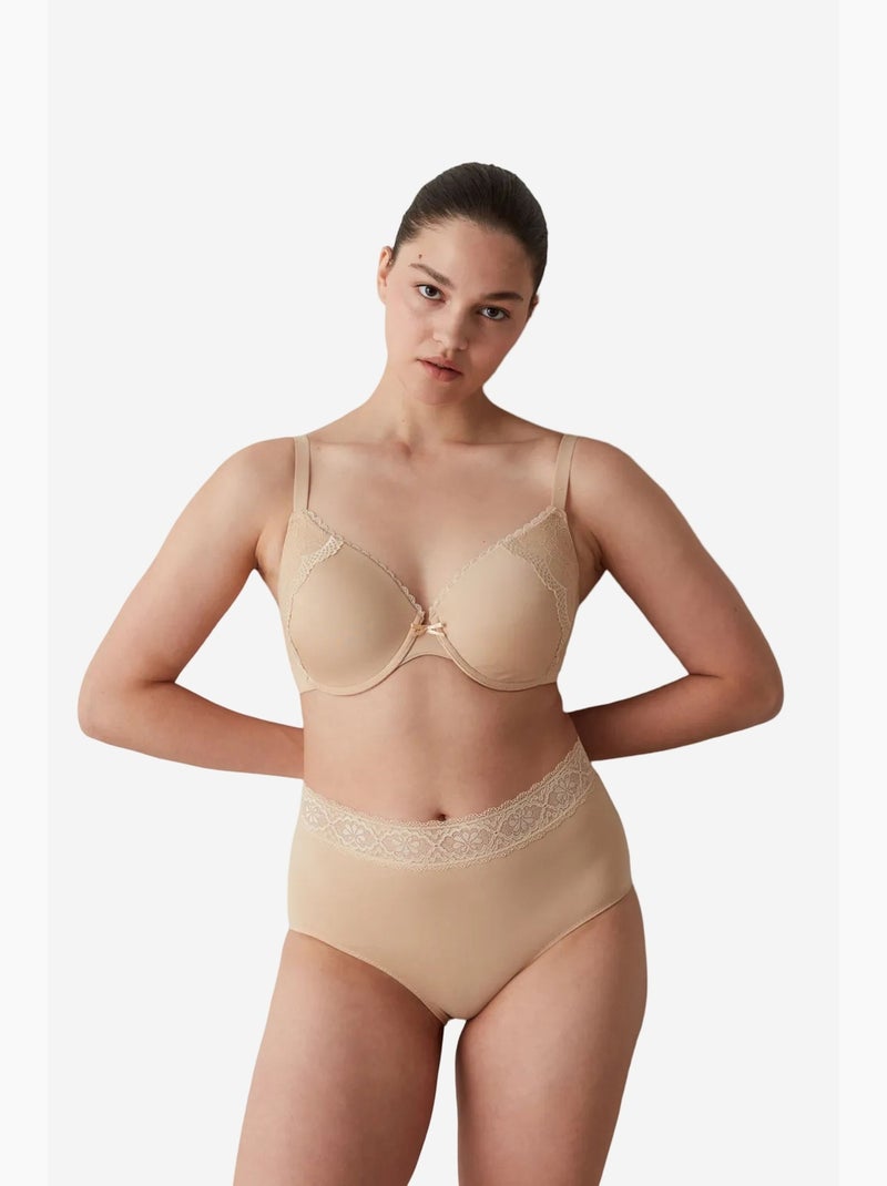 My form soutien-gorge sculptant à détails en dentelle, à armatures, sans rembourrage penti Nude - Kiabi