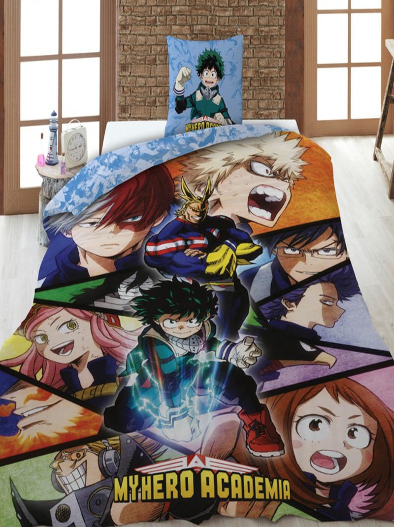 My Hero Academia, Parure de Lit Enfant Imprimée Réversible Bleu - Kiabi
